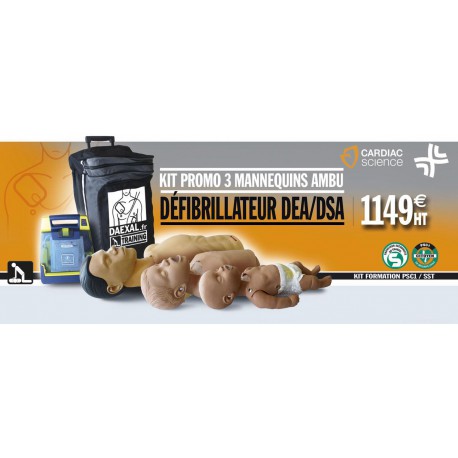KIT PROMOTION 3 MANNEQUINS AMBU et DEFIBRILLATEUR DEA/DSA KIT PROMOTION 3 MANNEQUINS AMBU et DEFIBRILLATEUR DEA/DSA