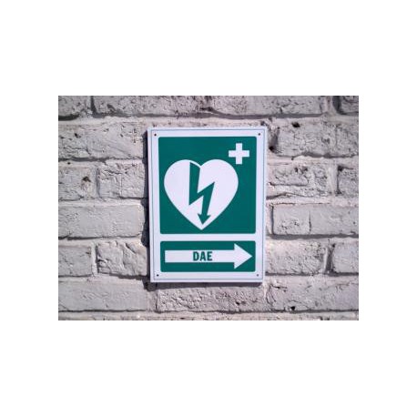 Panneau fléche extérieure pour défibrillateur